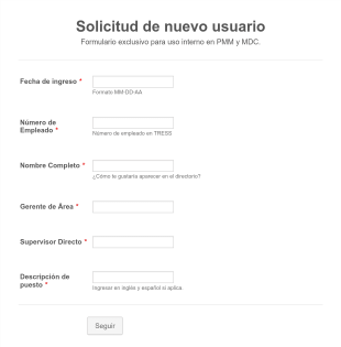 Solicitud De Nuevo Usuario Form Template
