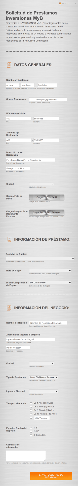 Solicitud De Prestamos Semanal Form Template