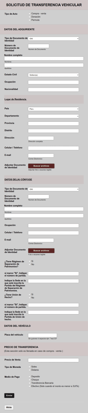 Solicitud De Transferencia Vehicular (Comprador)