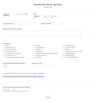 Solicitud De Vale De Caja Chica