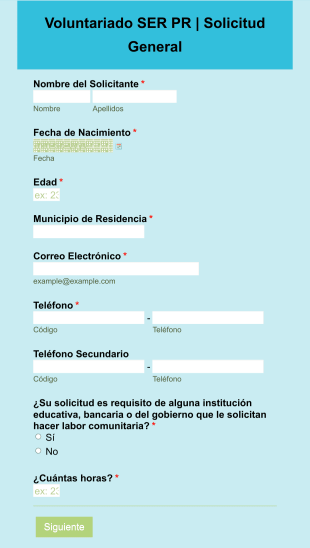 Solicitud General De Voluntariado Form Template