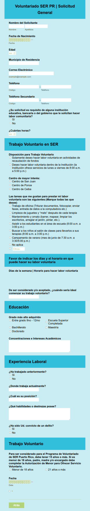 Solicitud General De Voluntariado