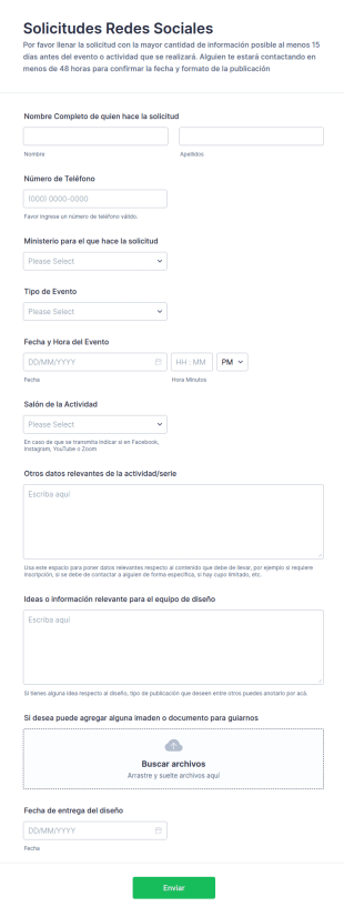 Solicitudes Redes Sociales