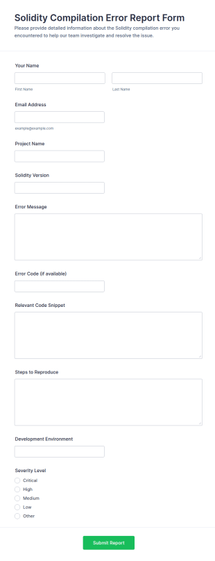 Solidity Compilation Error Report Form Template