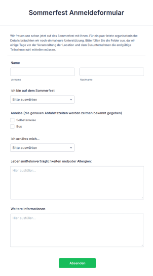 Sommerfest Anmeldeformular