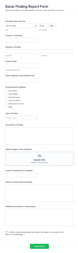 Sonar Finding Report Form Template