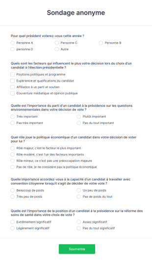 Sondage Anonyme Form Template