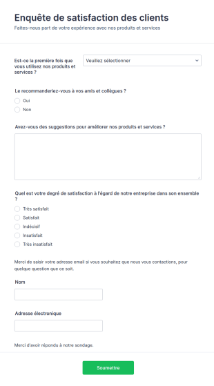 Sondage Satisfaction Client