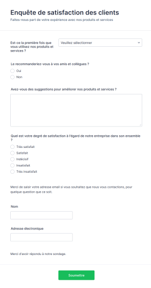 Sondage Satisfaction Client