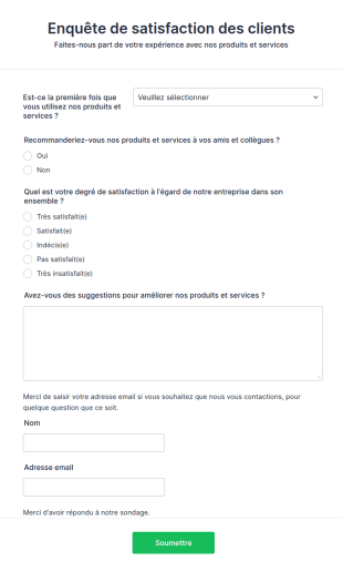 Sondage Satisfaction Client