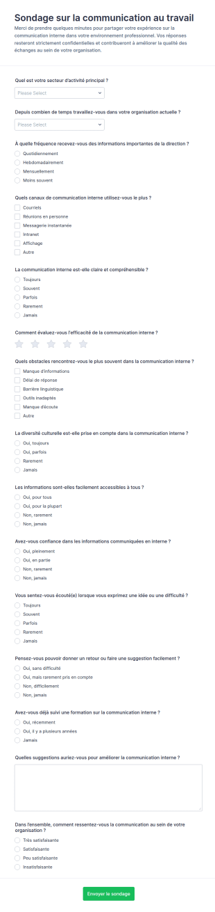 Sondage Sur La Communication Au Travail