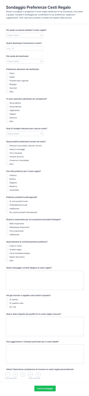 Sondaggio Cestini Regalo