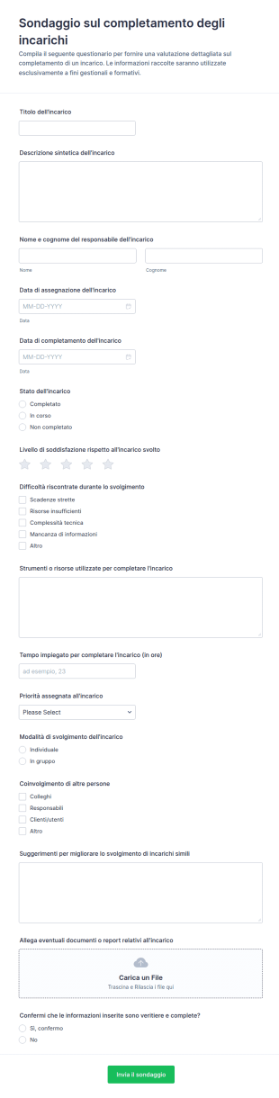 Sondaggio Di Completamento Assegnazione