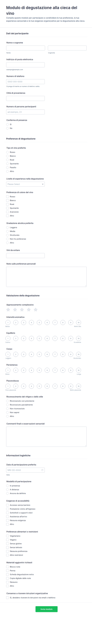 Sondaggio Di Degustazione Vini Alla Cieca
