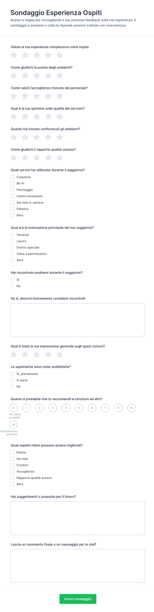 Sondaggio Di Feedback Ospiti