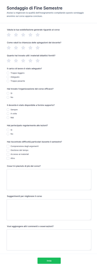 Sondaggio Di Fine Semestre