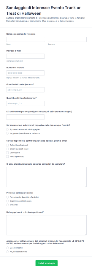 Sondaggio Di Interesse Per L'Evento Di Halloween Trunk O Treat