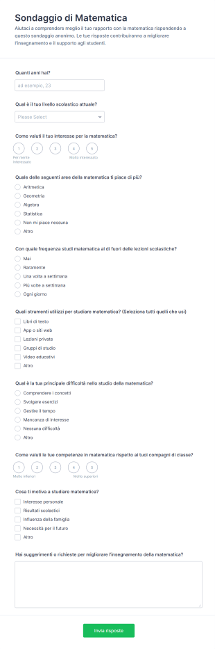 Sondaggio Di Matematica