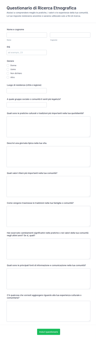 Sondaggio Di Ricerca Etnografica