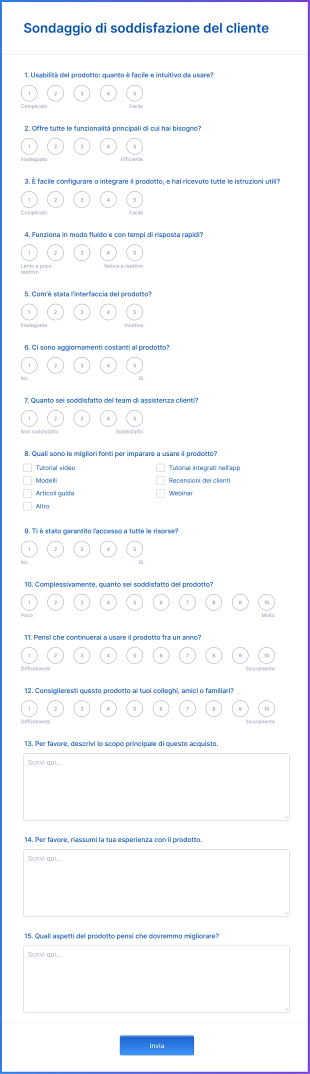 Sondaggio Di Soddisfazione Del Cliente Form Template