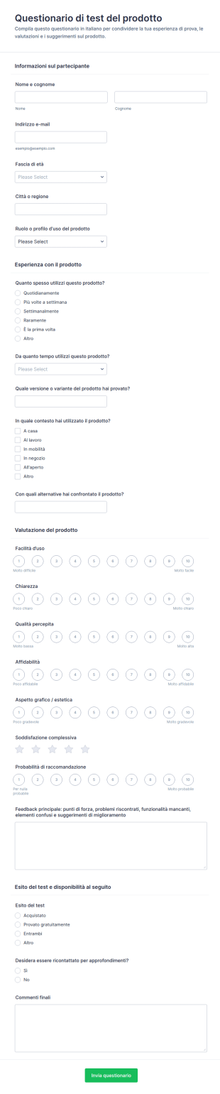 Sondaggio Di Test Del Prodotto
