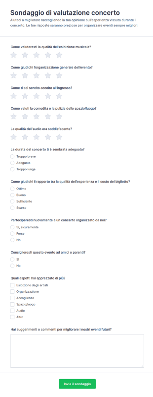 Sondaggio Di Valutazione Del Concerto🎶🎤