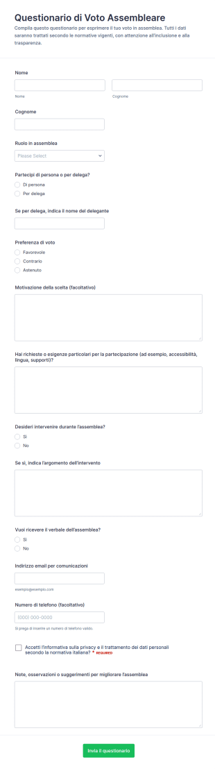 Sondaggio Di Votazione In Assemblea
