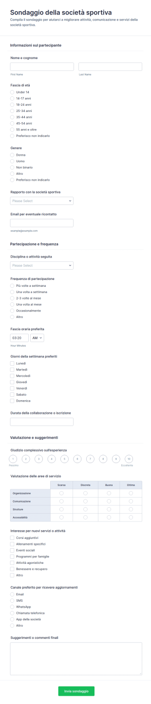 Sondaggio Per Il Club Sportivo