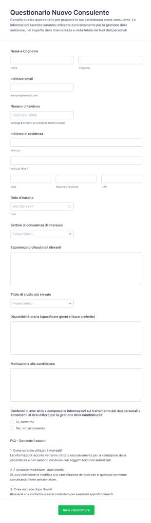 Sondaggio Per Nuovi Consulenti