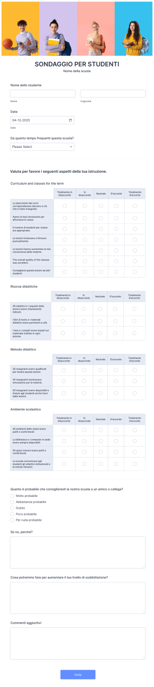 Sondaggio Per Studenti Form Template