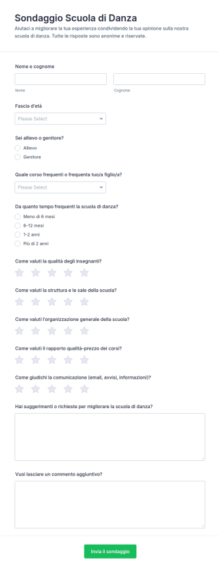 Sondaggio Scuola Di Danza