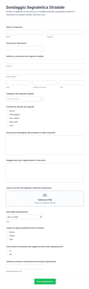 Sondaggio Segnali Stradali Form