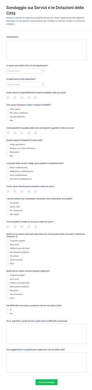 Sondaggio Sui Servizi Comunali