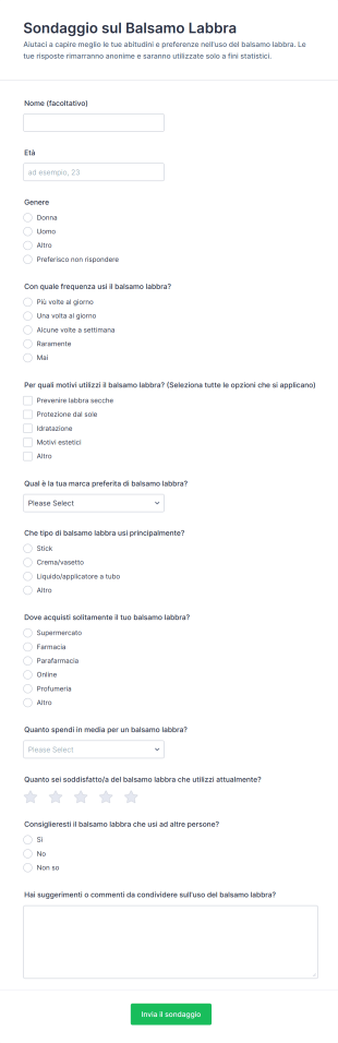 Sondaggio Sul Balsamo Labbra