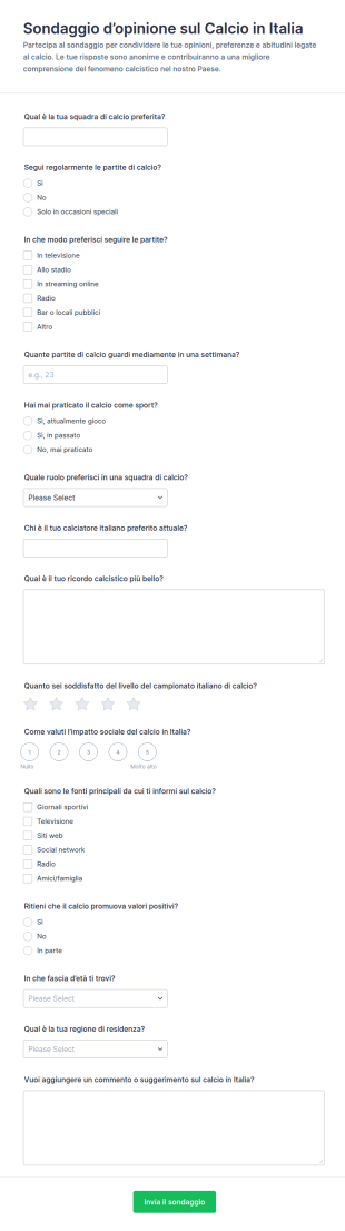 Sondaggio Sul Calcio