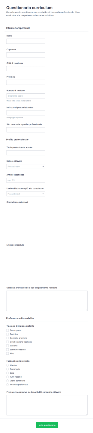 Sondaggio Sul Curriculum