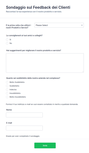 Sondaggio Sul Feedback Dei Clienti