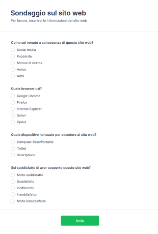 Sondaggio Sul Sito Web