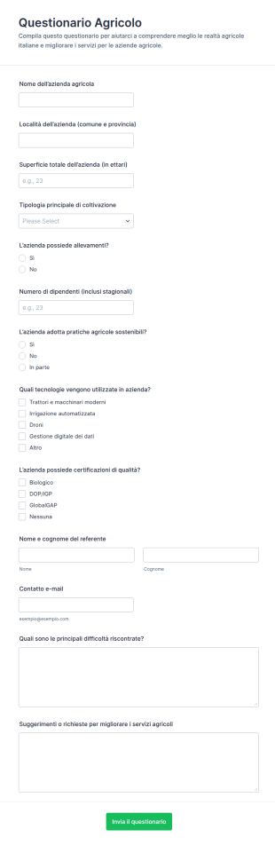 Questionario Agricolo