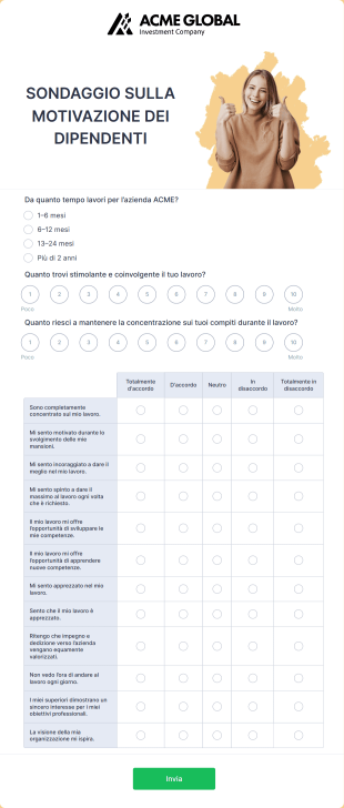 Sondaggio Sulla Motivazione Dei Dipendenti Form Template