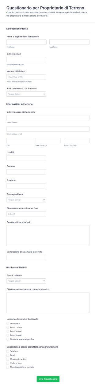 Sondaggio Sulla Proprietà Terriera Form