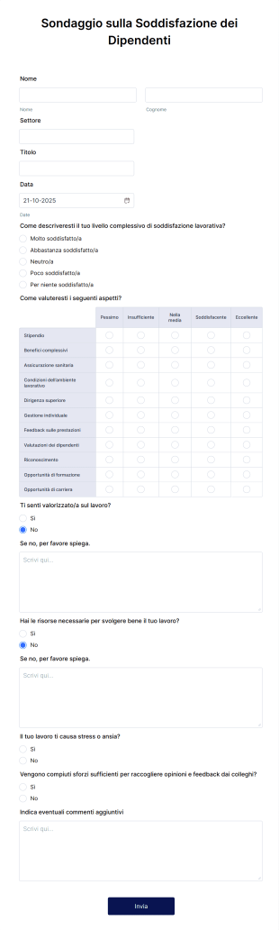 Sondaggio Sulla Soddisfazione Dei Dipendenti Form Template