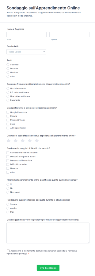 Sondaggio Sull'Apprendimento Online