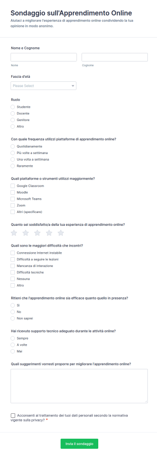 Sondaggio Sull'Apprendimento Online
