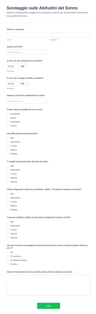 Sondaggio Sulle Abitudini Del Sonno