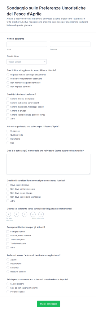 Sondaggio Sulle Preferenze Umoristiche Del Pesce D'Aprile
