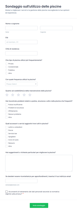 Sondaggio Sull’utilizzo Delle Piscine