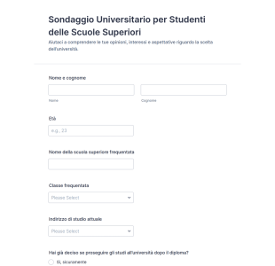 Sondaggio Universitario Per Studenti Delle Scuole Superiori