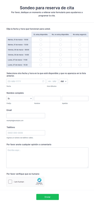 Sondeo Para Reserva De Cita