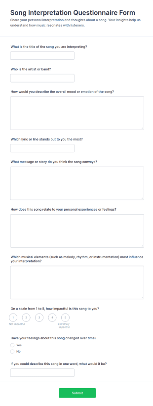 Song Interpretation Questionnaire Form Template